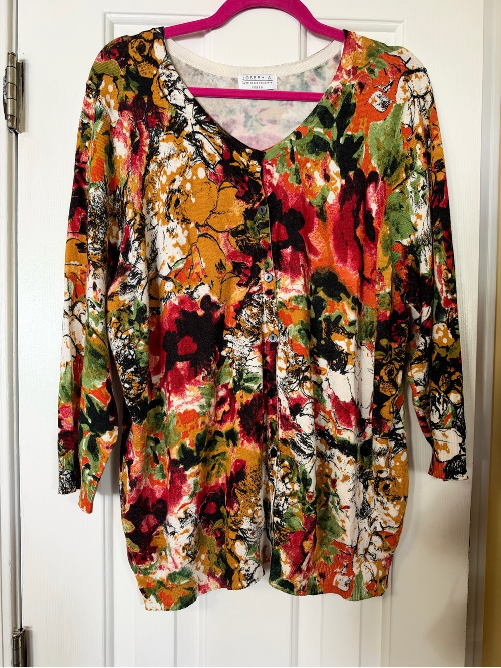 Joseph A Multi-Color Abstract Floral Button Front Women's Top